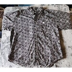 Panhandle Slims Mens Long Sleeve Western Shirt Black With Turquoise Size Large